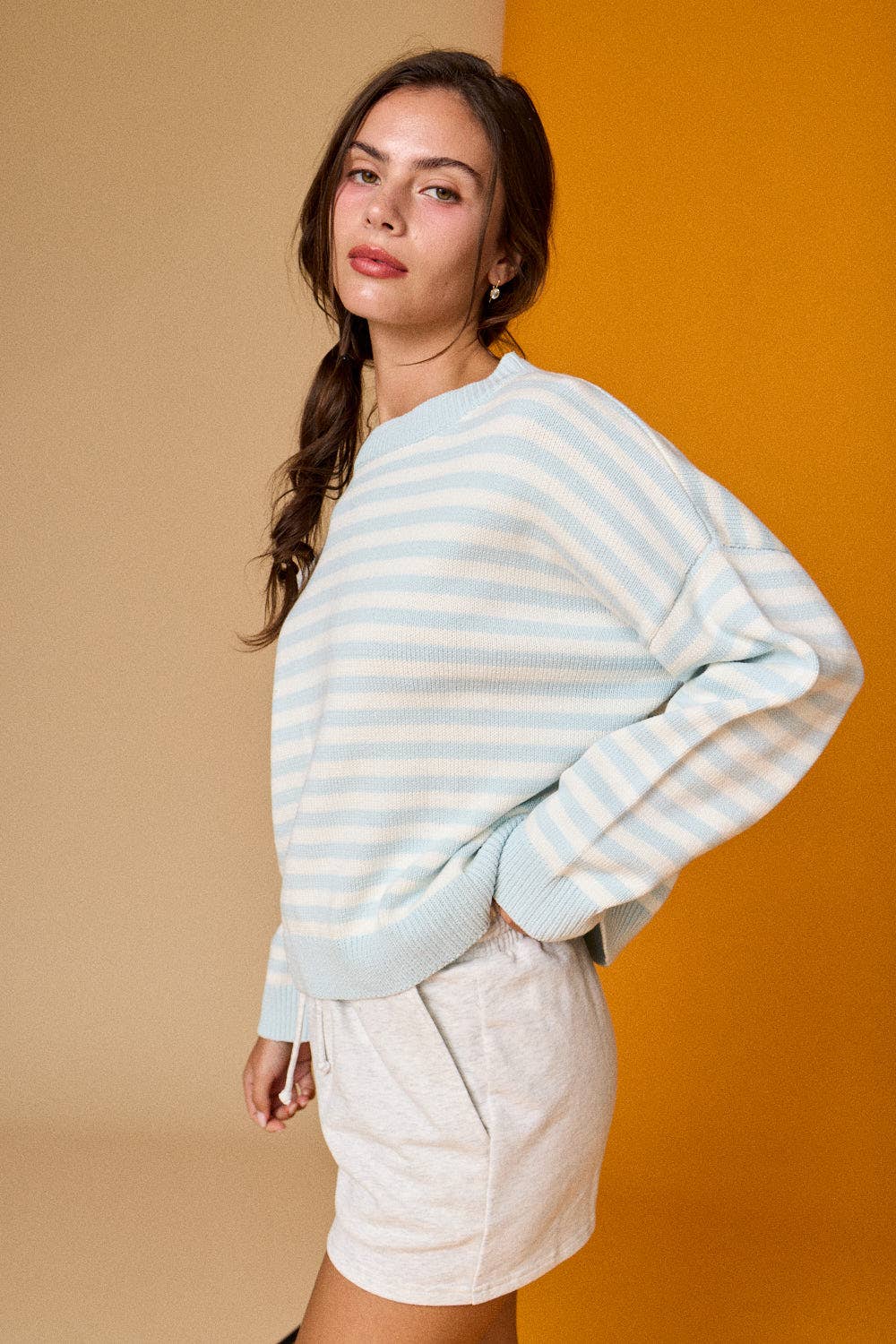 Blush Stripe Crewneck Sweater
