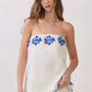 Contrast Leaf Print Border Strapless Top