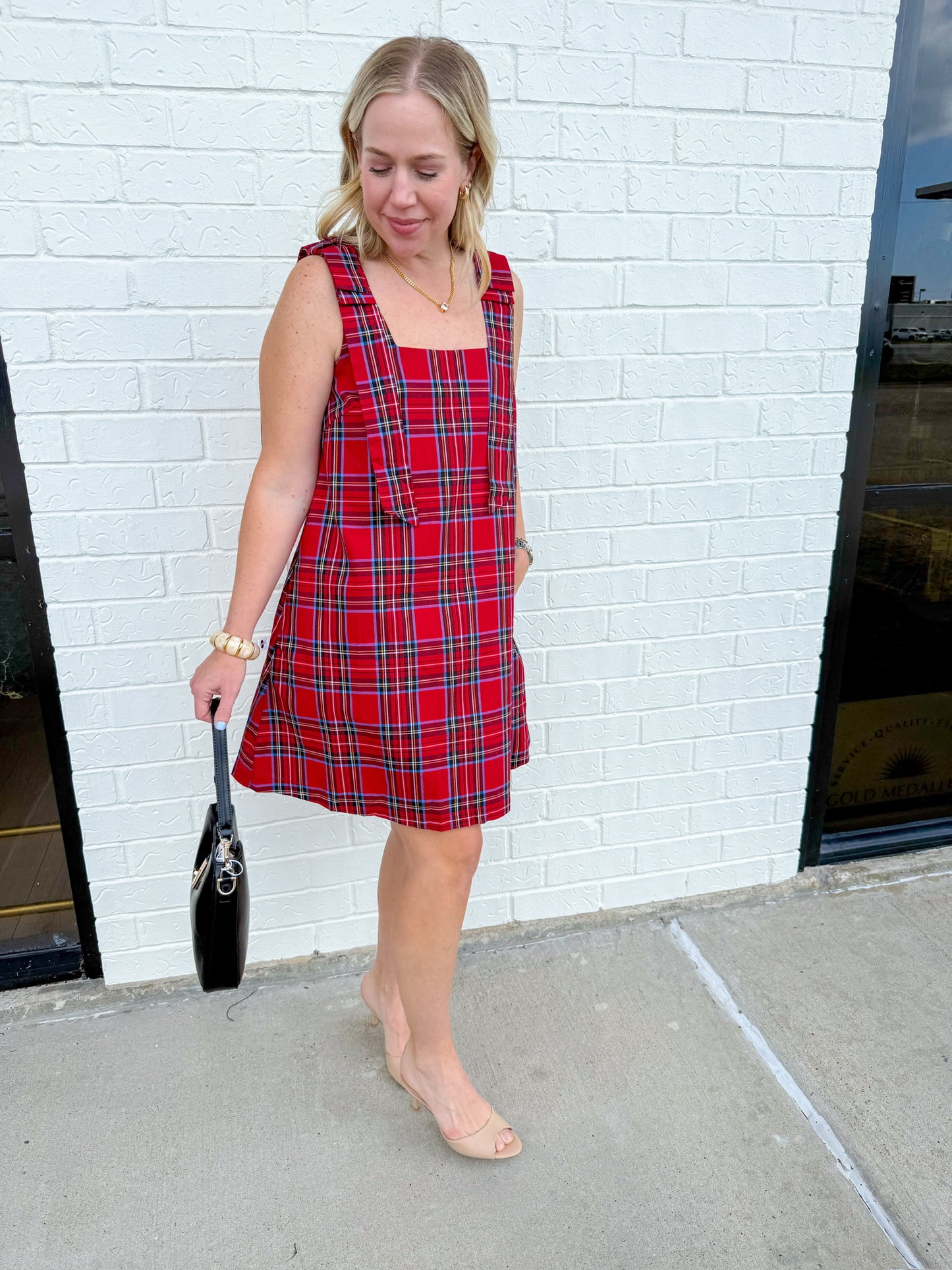 Plaid & Proper Bow Mini Dress