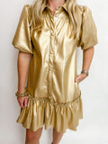 Metallic Leather Mini Dress
