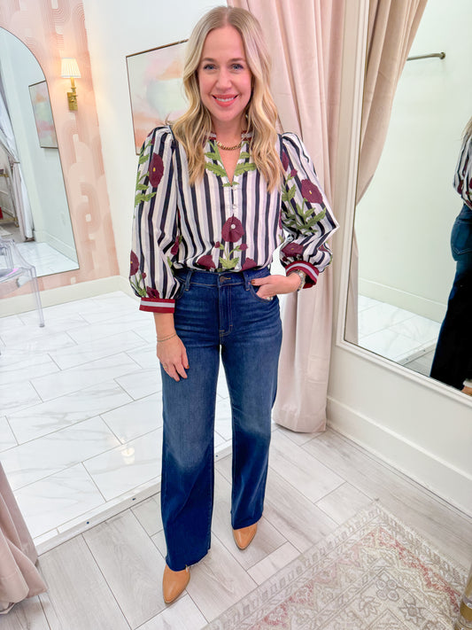 Dahlia Stripe LS Blouse