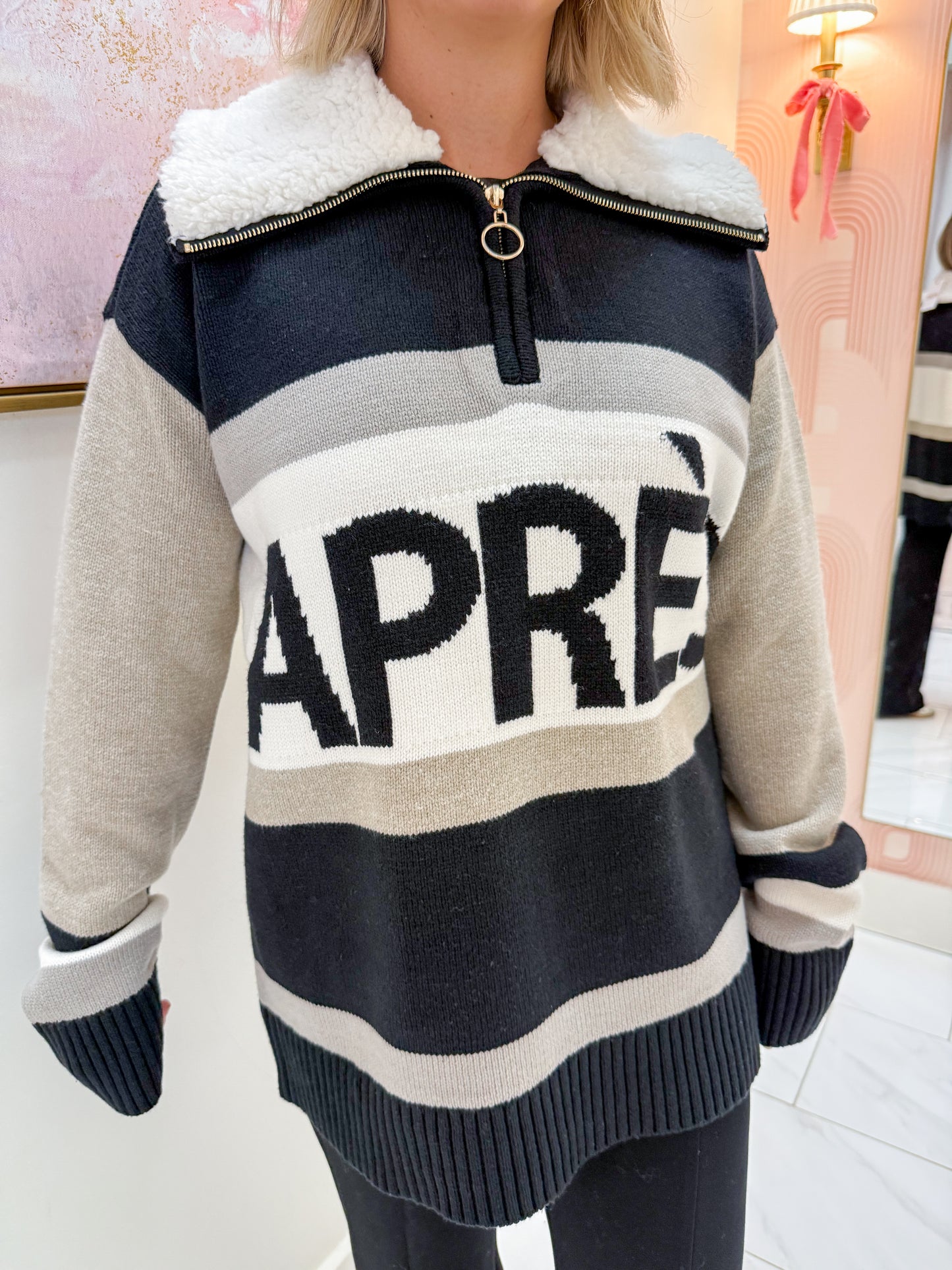 Weston Half Zip Pullover Apres Stripe Knit