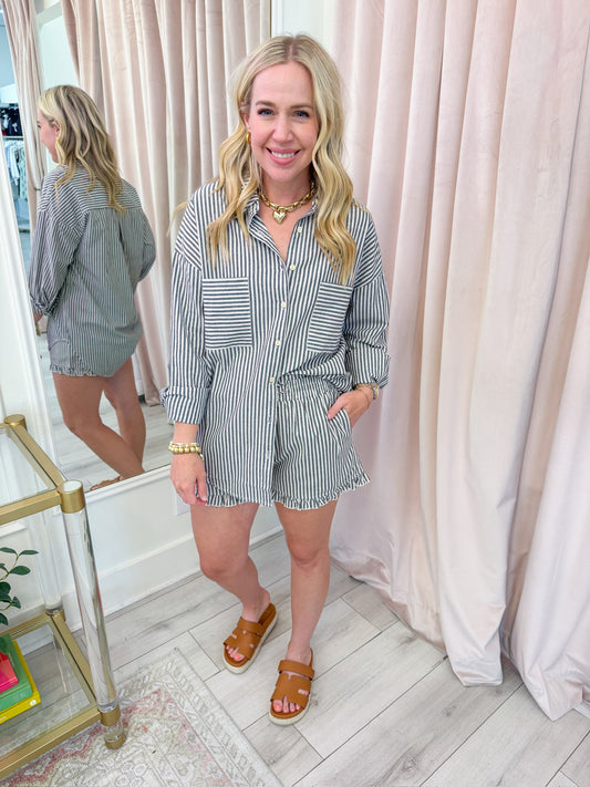 Take Off Striped Button Up