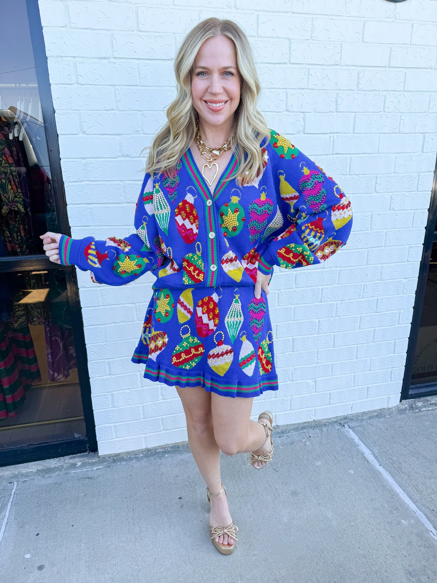 Multi Jeweled Ornament Button Up Cardigan