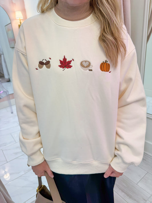 Cozy Fall Embroidered Sweatshirt