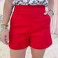 High Waist Flat Front Mini Short