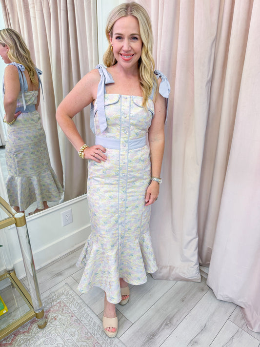 Full Bloom Blue Midi Dress