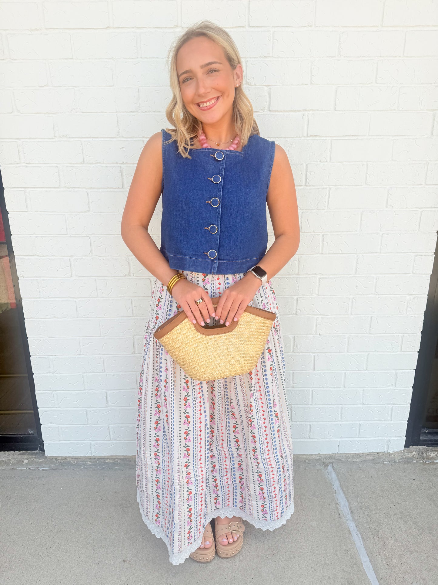 French Multi Floral Maxi Skirt