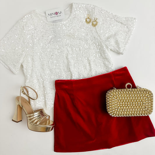 Cressa Velvet Sequin Top