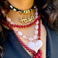 Roxie Pink Beaded Necklace with Heart Charm