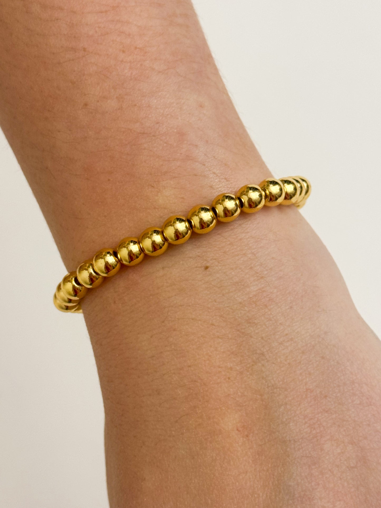 6mm Gold Beaded Bracelet