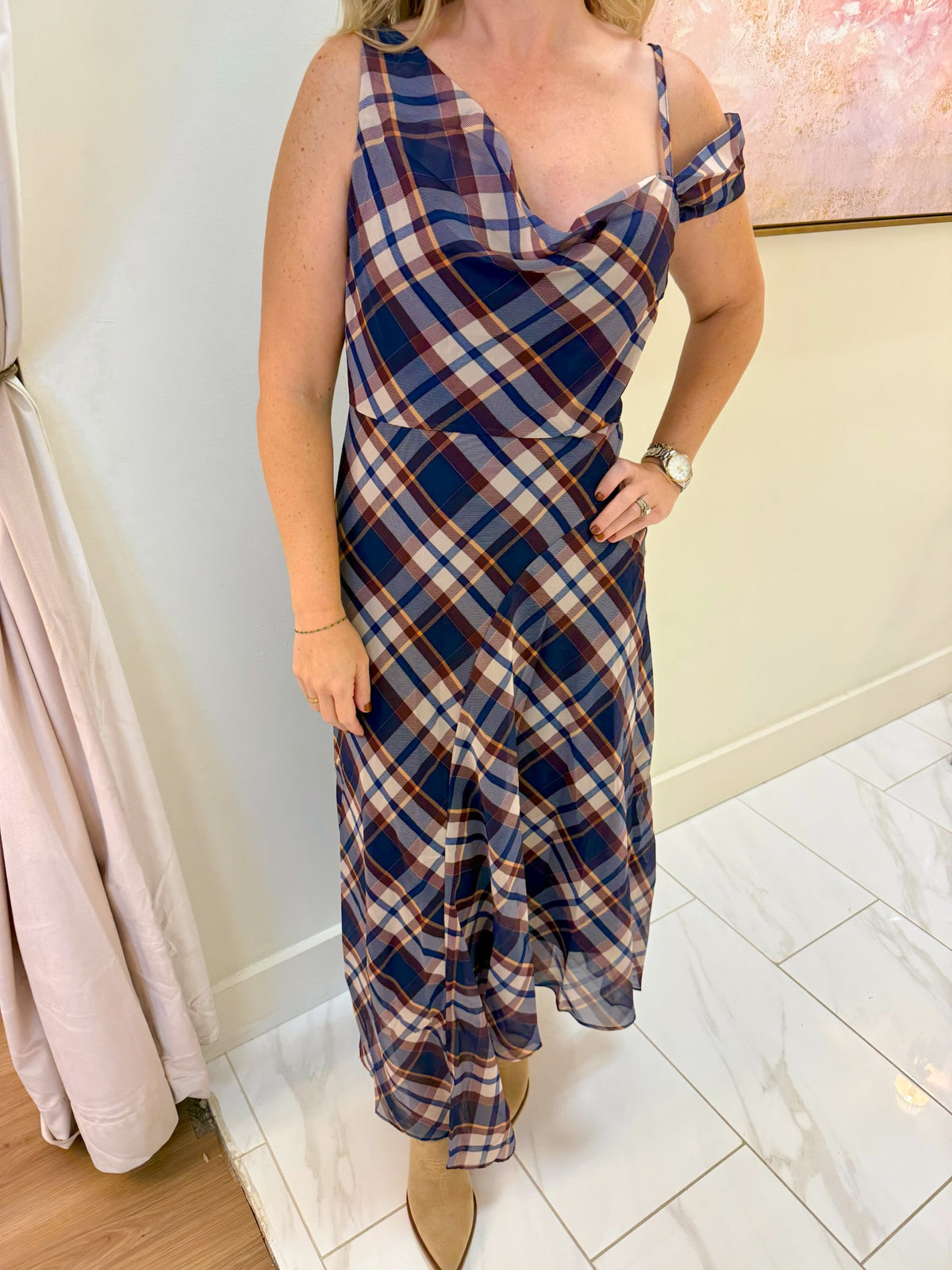 Madison Plaid Midi Dress