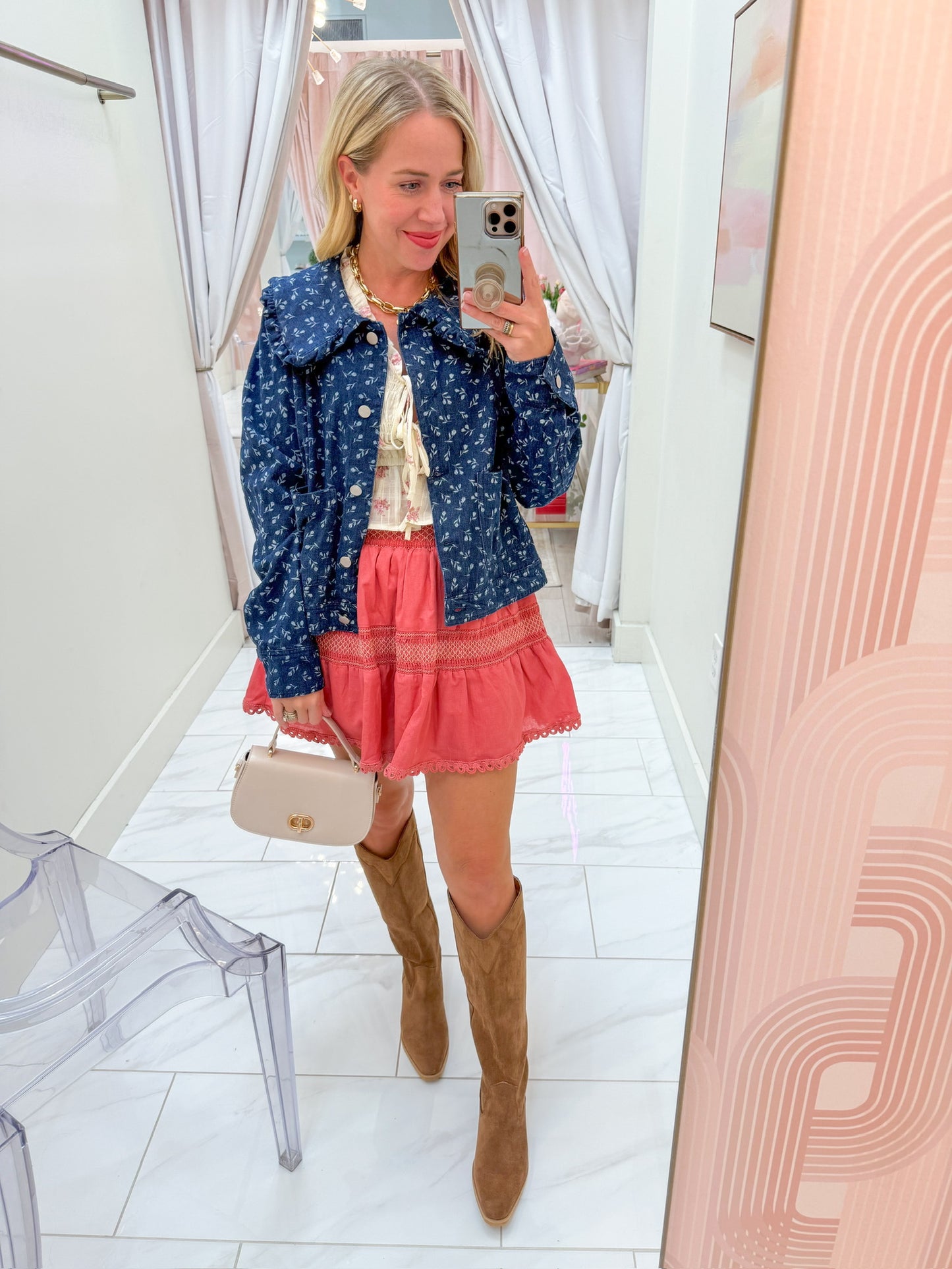 Bloom On Printed Denim Jacket