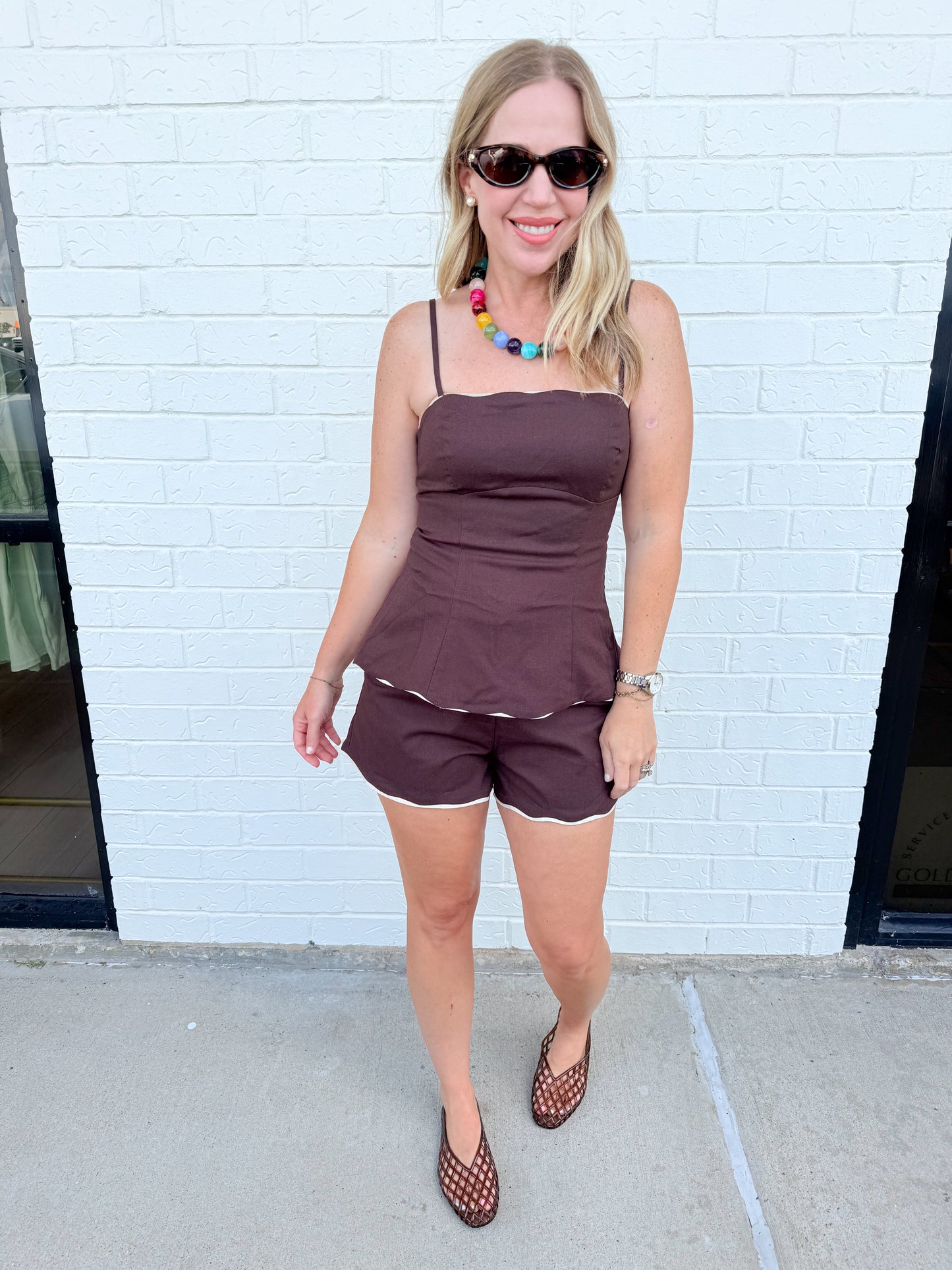 Espresso Scalloped Shorts