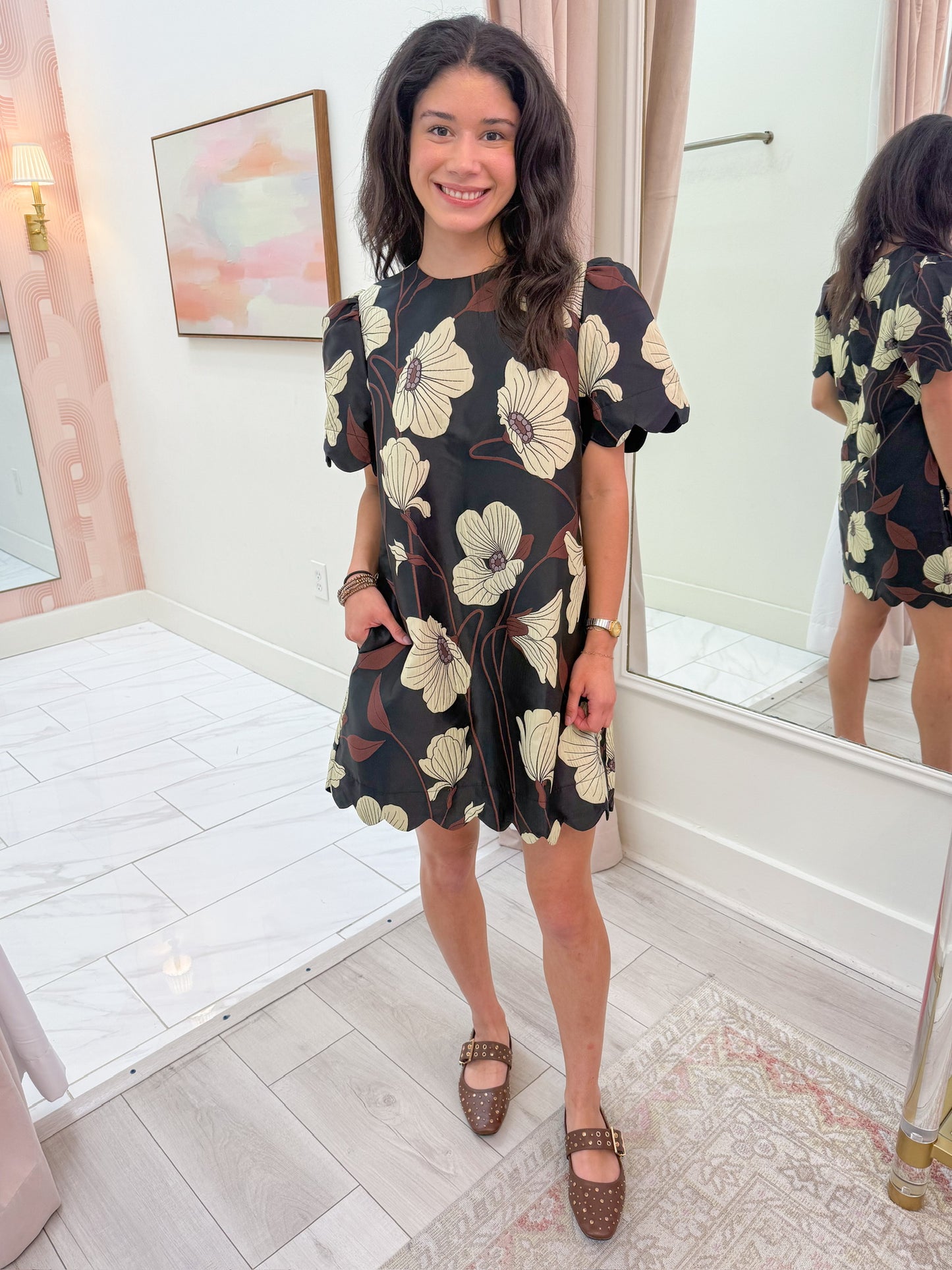 Reaching Petals Jacquard Dress