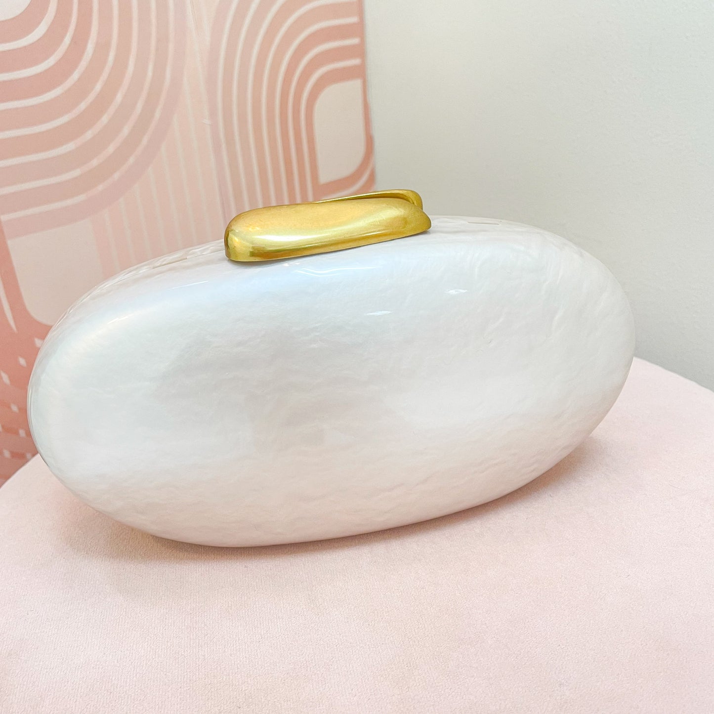 Pearlized Oval Acrylic Clutch