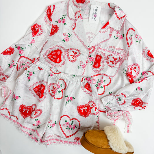 Delicate Hearts Pajama Short Set