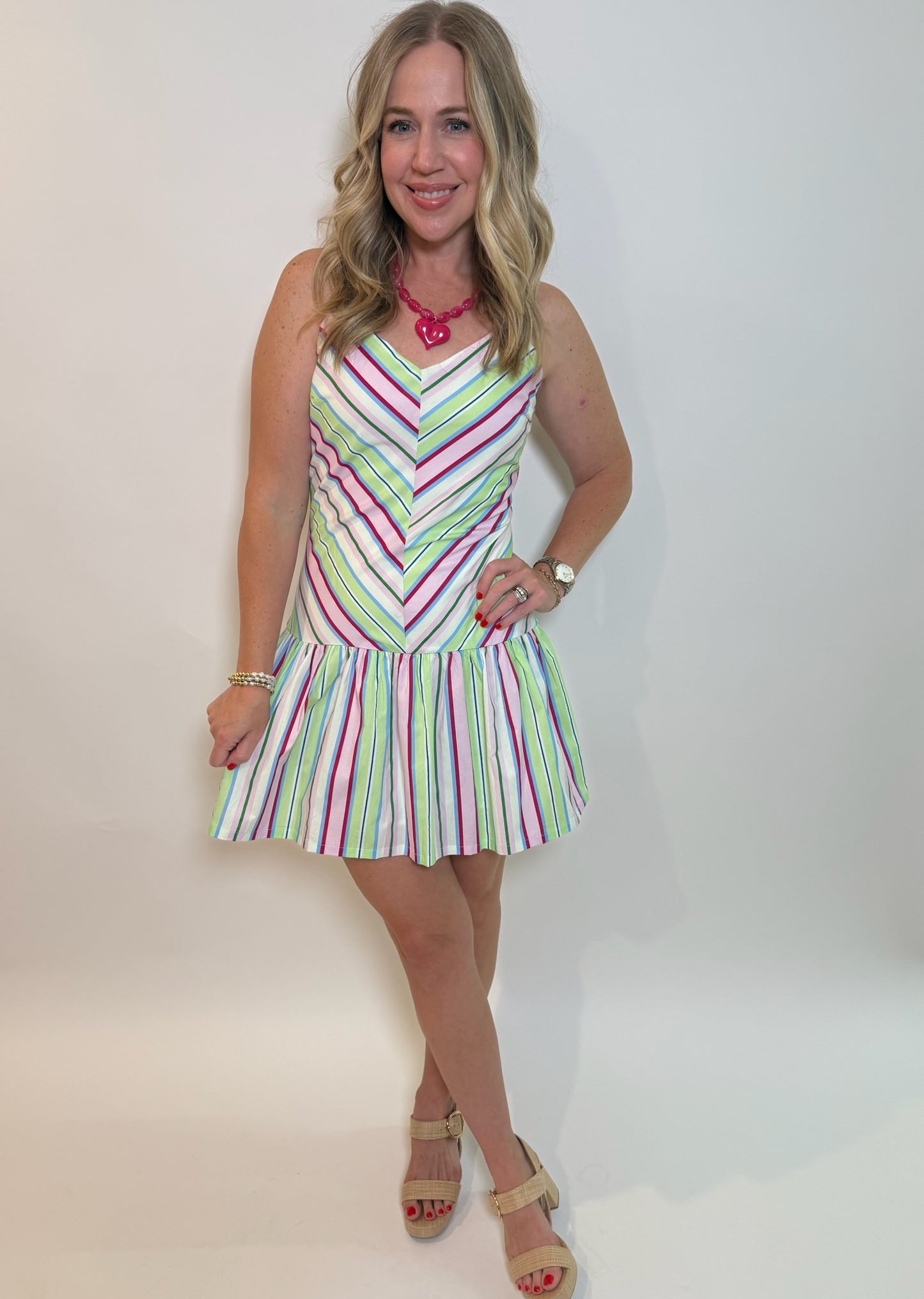 Striped Drop Waist Mini Dress