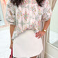 Vintage Floral Pleated Button Front Blouse