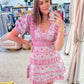 French Floral Lace Trim Cocktail Dress