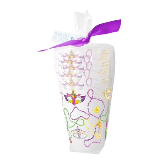 Mardi Gras Beads Frosted Cup-Set of 6
