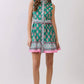 Floral Border Print Belted Mini Dress