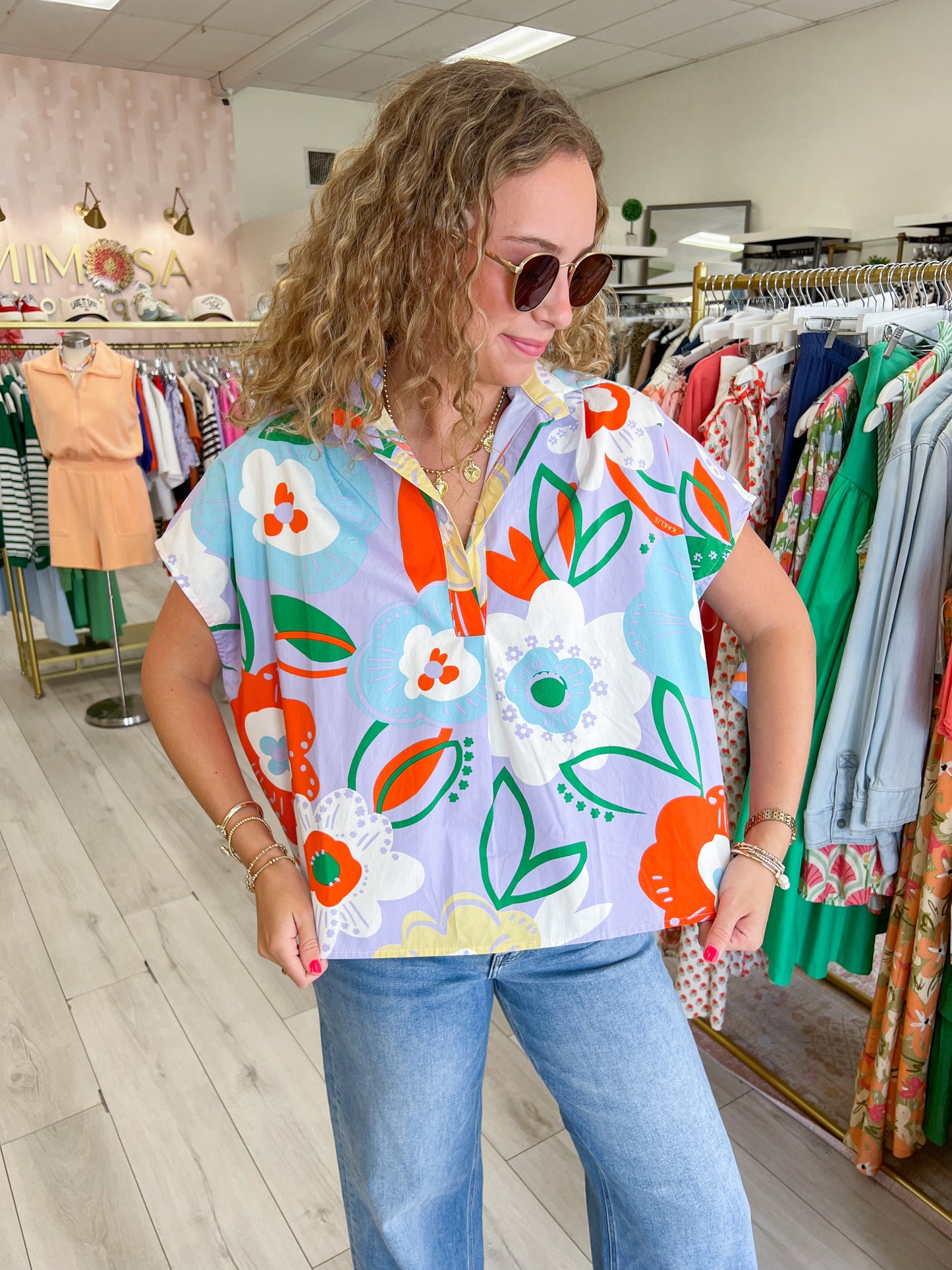 Artist Floral Signature Collar Top