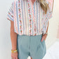 French Floral Collar V-neck Top