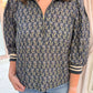 Pressed Petals Quarter Zip Blouse