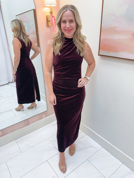 Mo Velvet Midi Dress