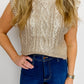 Cable Knit Metallic Crop Sweater Tank