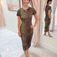 Hailee SS Mesh Leopard Midi Dress