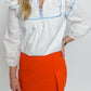 Julia Contrast Embroidery Blouse