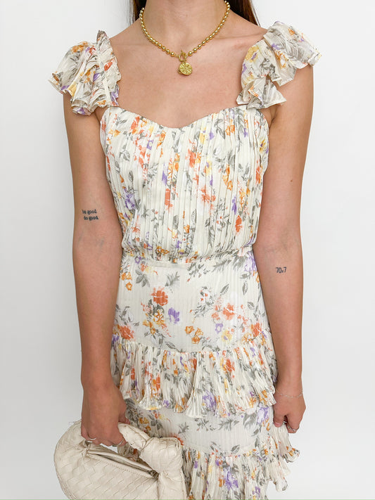 Justine Pleated Floral Maxi Dress