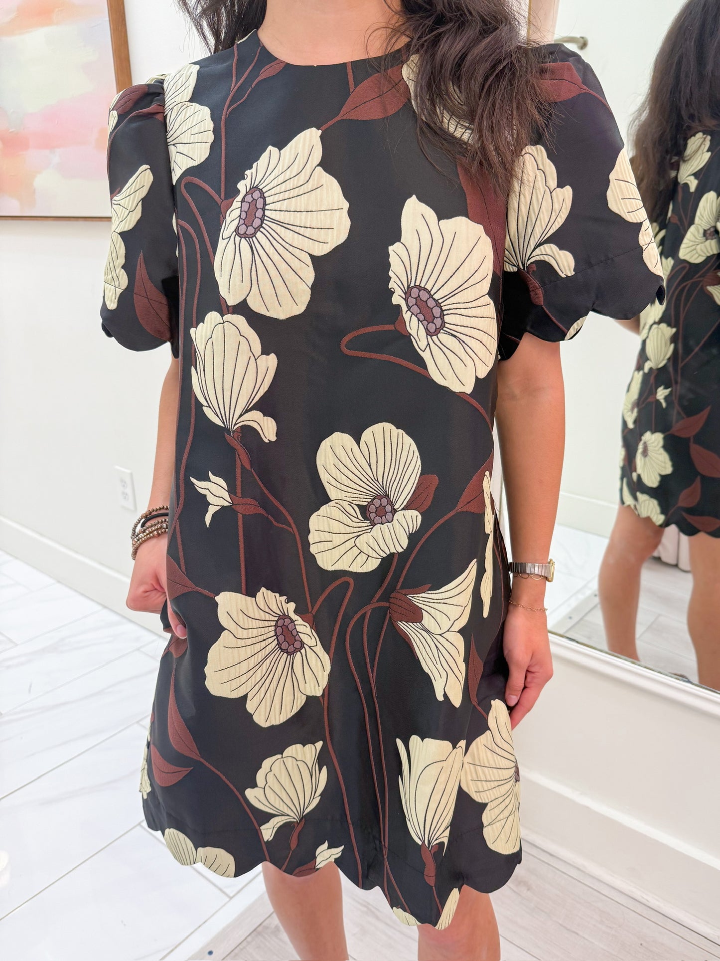 Reaching Petals Jacquard Dress