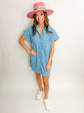 Cord Button Up Shirt Dress