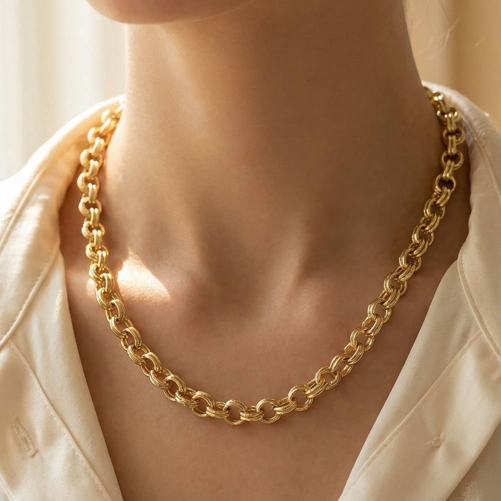 Double Rolo Chain Gold Chain Necklace