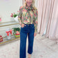Paris Floral Tie Neck Blouse