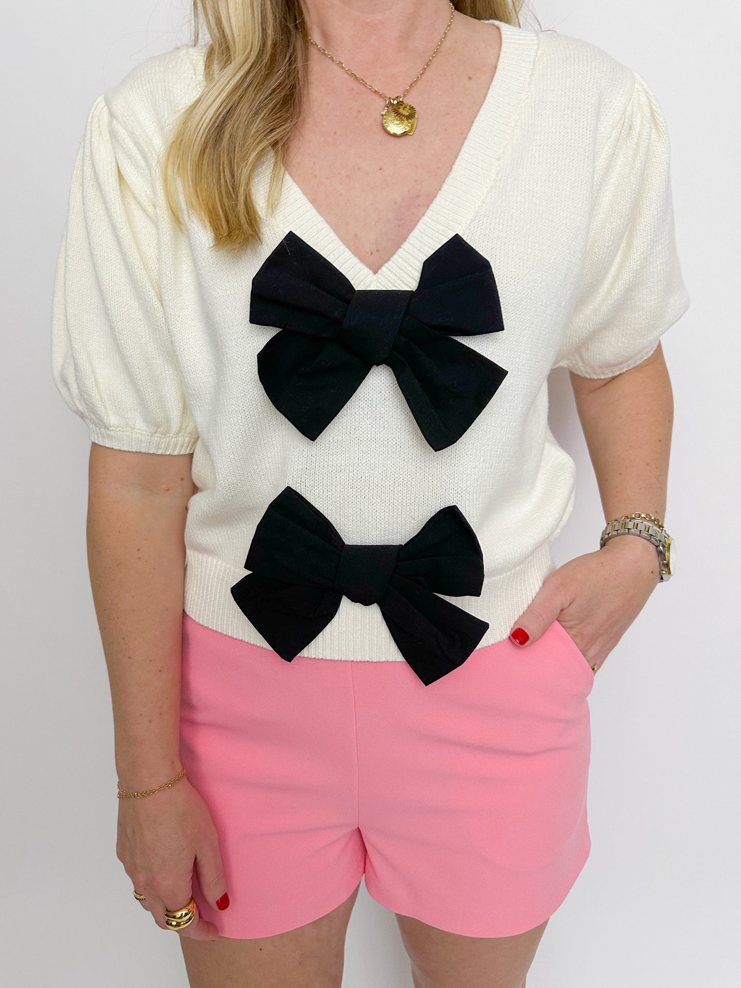 Bow Front Sweater Top