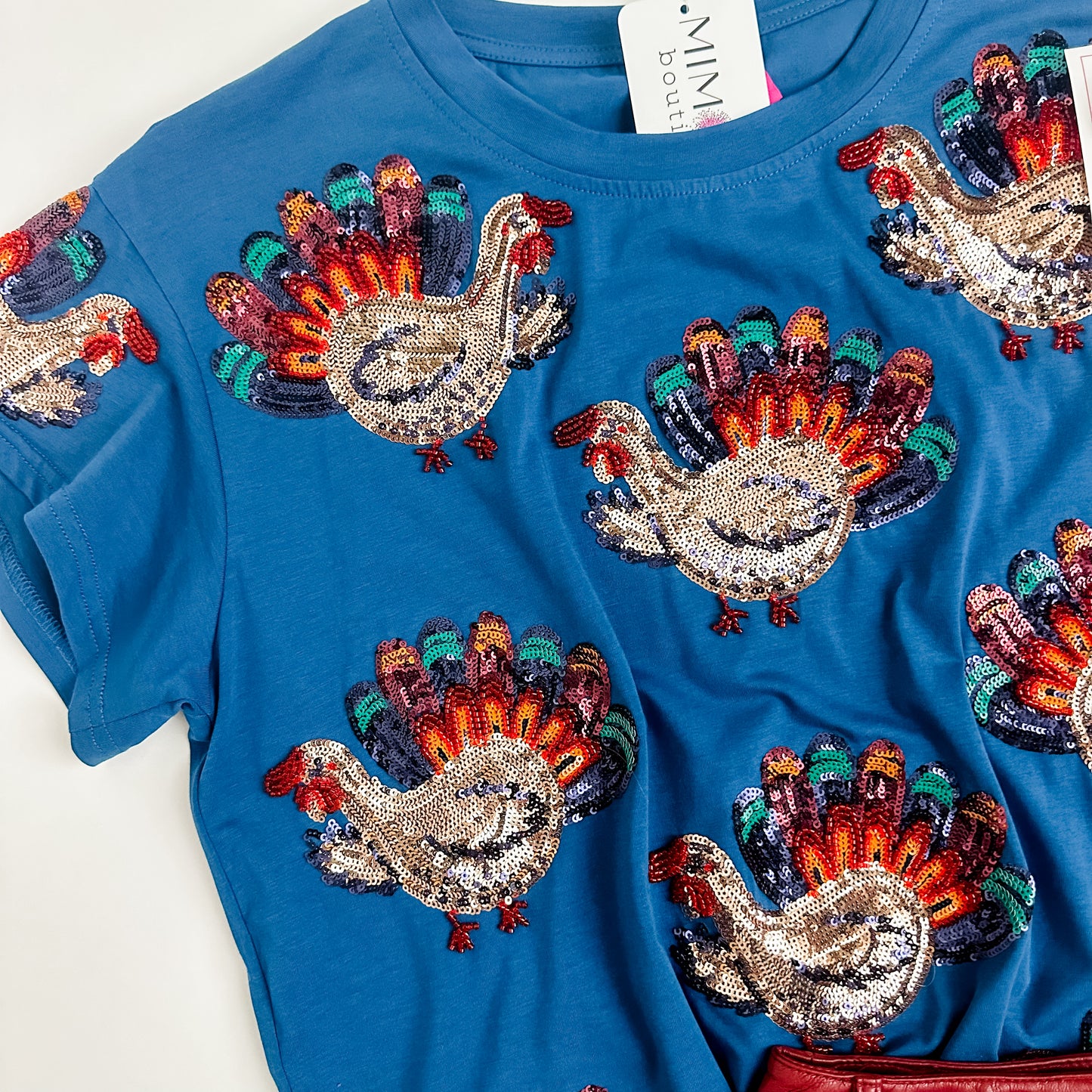 Beaded Sequin Turkey All Over Tee