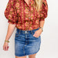 Wild Dahlia Puff Sleeve Blouse