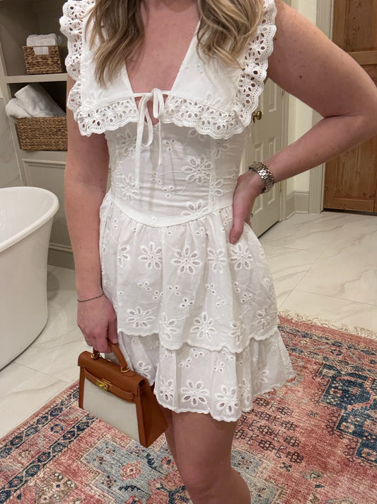 Ella Eyelet Floral Mini Dress
