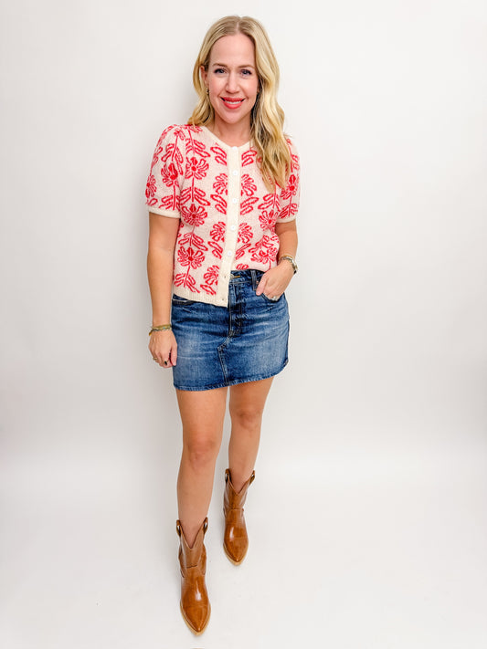 Floral Field SS Sweater Cardi