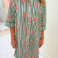 Floral Striped Shirt Dress