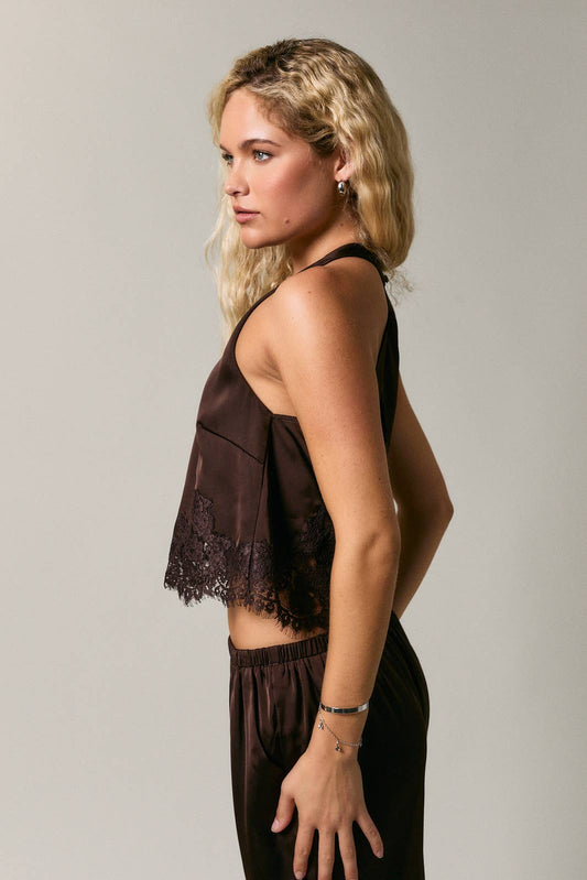 Halter Neck Lace Trim Top