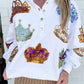 Sequin Crown Button Up Sweatshirt