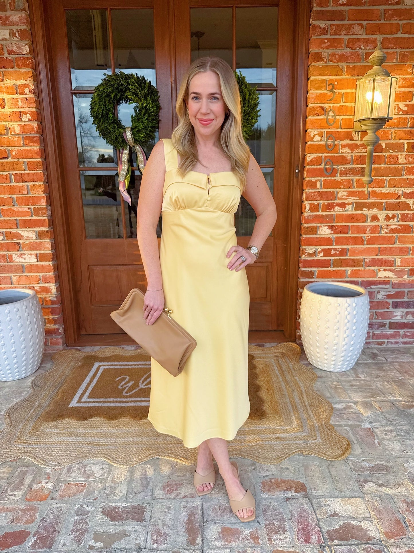 Buttermilk Satin Midi Dress