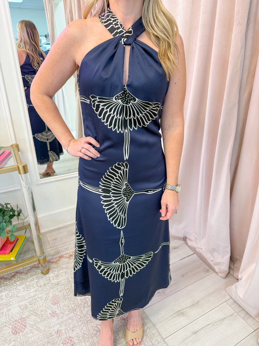 Cecelia Satin Halter Midi Dress