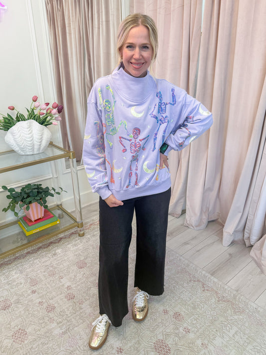 Multi Dancing Skeleton Mock Neck Sweatshirt