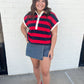 Victoria Striped Cuffed Sleeve Top
